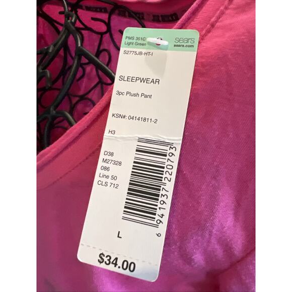 NWT Joe Boxer Size Large Pink Long Sleeve Scoop Neck Cotton Sleep Shirt *flaw* - Picture 2 of 5